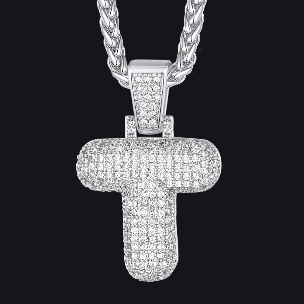 Diamond Bubble Letter Initial Necklace for