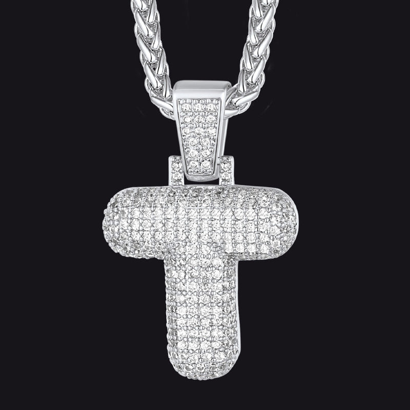 Diamond Bubble Letter Initial Necklace for
