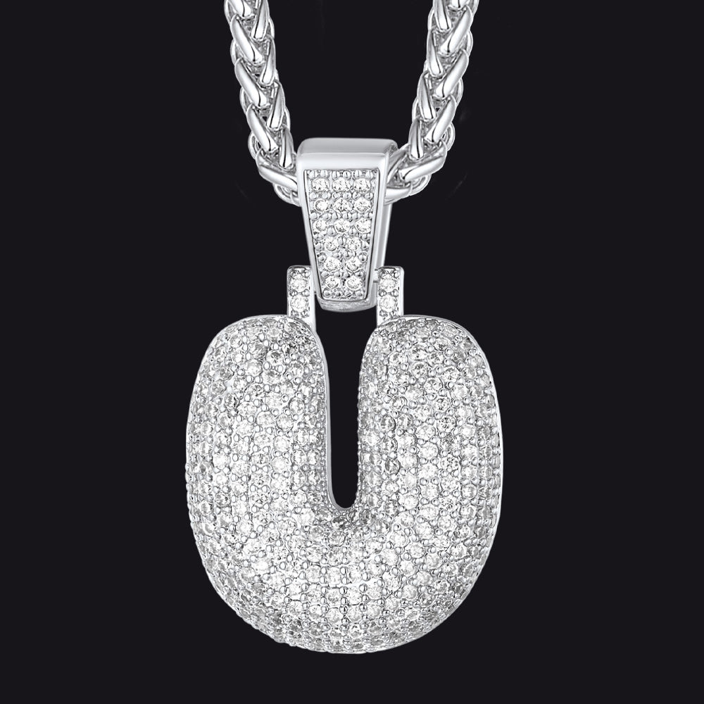 Diamond Bubble Letter Initial Necklace for