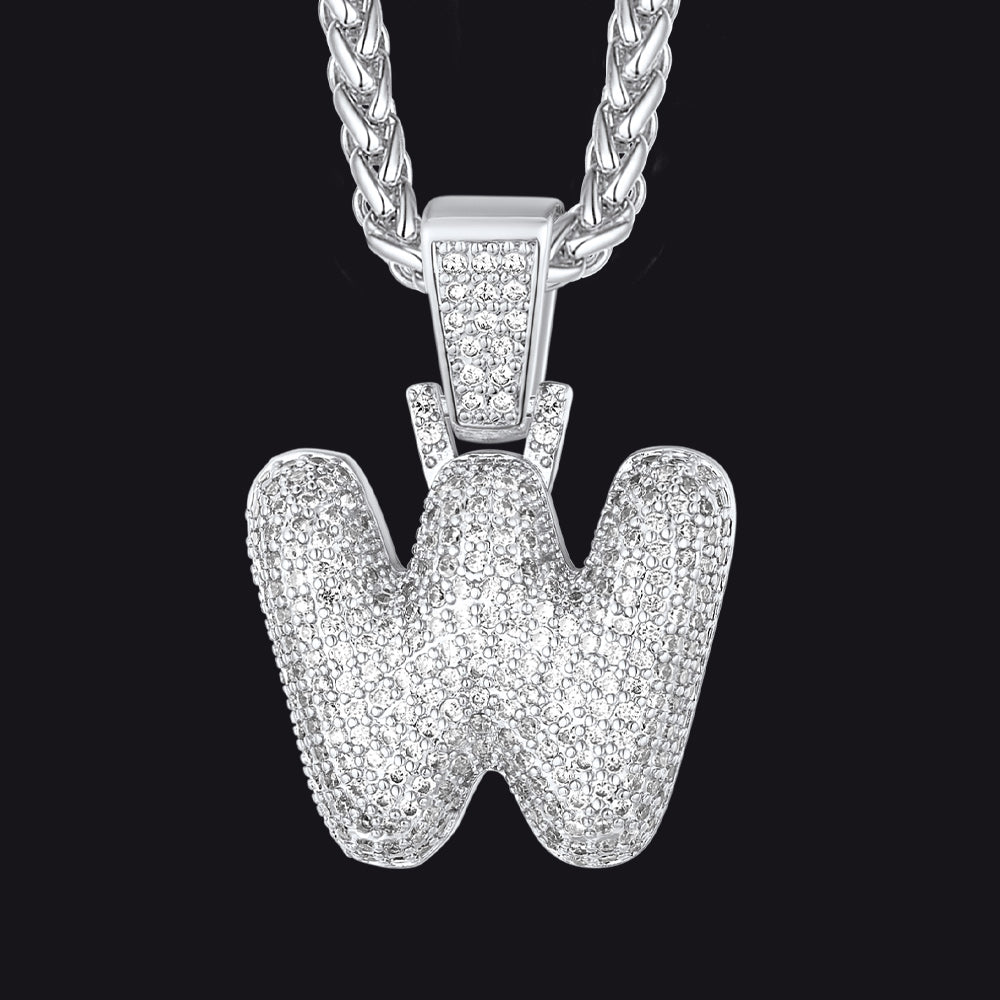 Diamond Bubble Letter Initial Necklace for