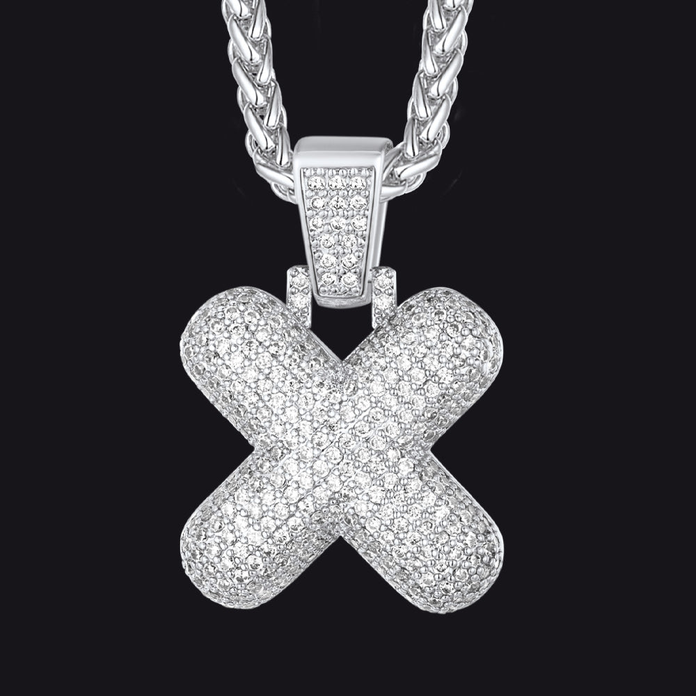 Diamond Bubble Letter Initial Necklace for