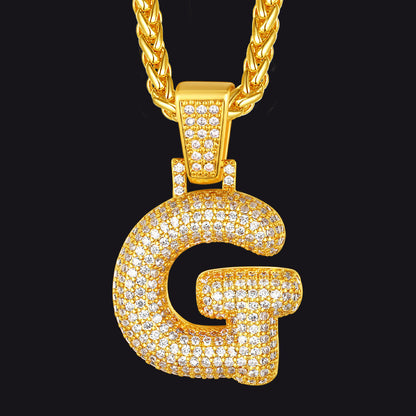 Diamond Bubble Letter Initial Necklace for
