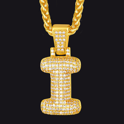 Diamond Bubble Letter Initial Necklace for