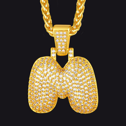 Diamond Bubble Letter Initial Necklace for