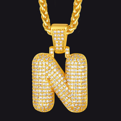 Diamond Bubble Letter Initial Necklace for