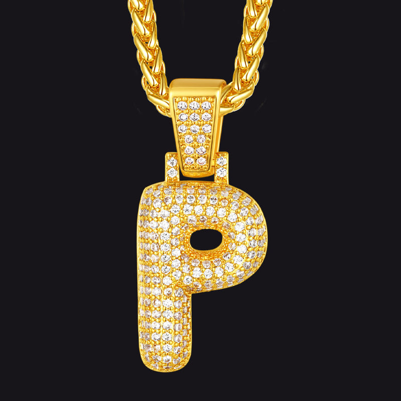 Diamond Bubble Letter Initial Necklace for