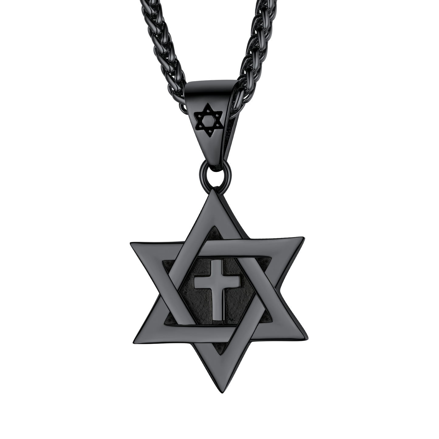 Jewish Star of David With Cross Necklace for