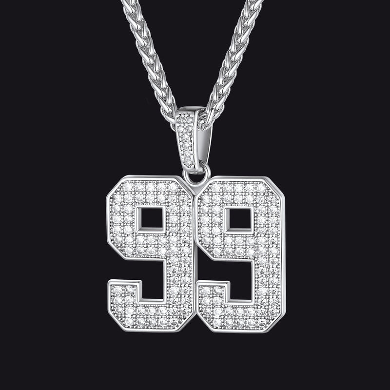 Custom Diamond Baseball Jersey Number Necklace for