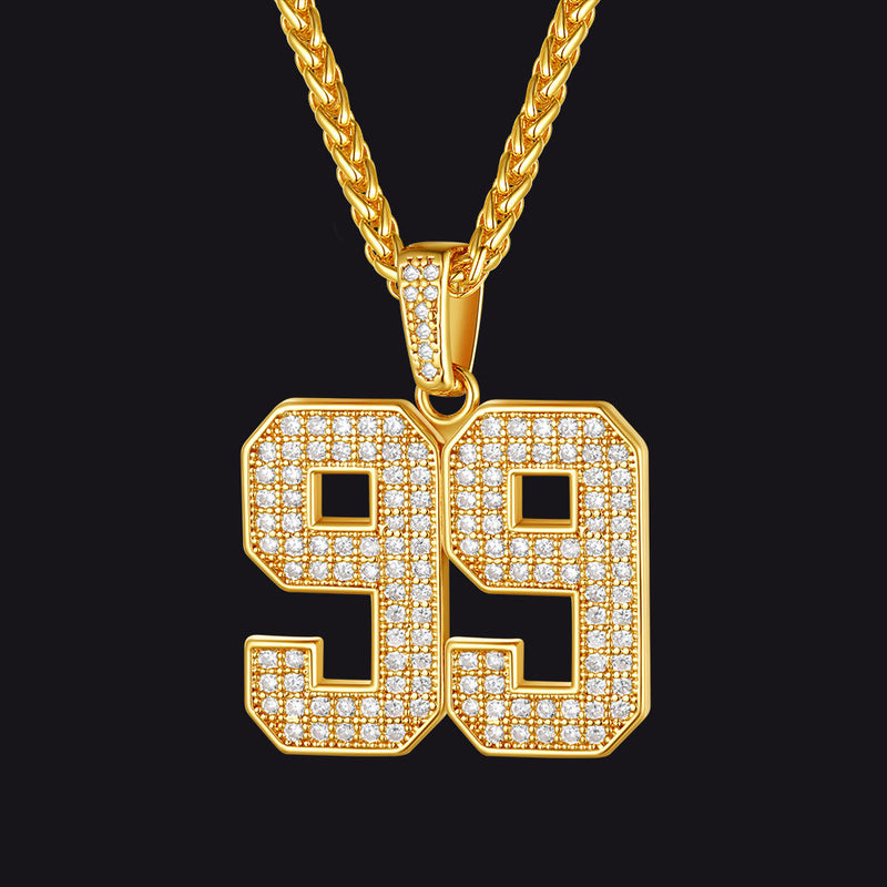 Custom Diamond Baseball Jersey Number Necklace for