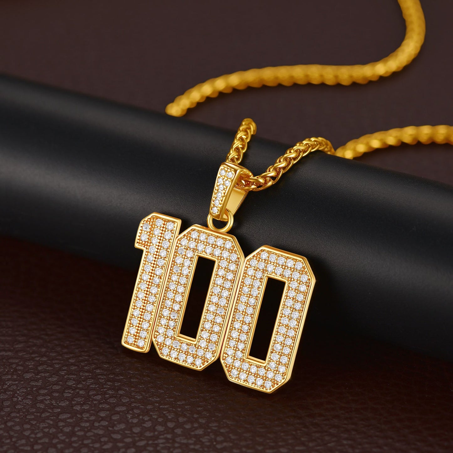 Custom Diamond Baseball Jersey Number Necklace for