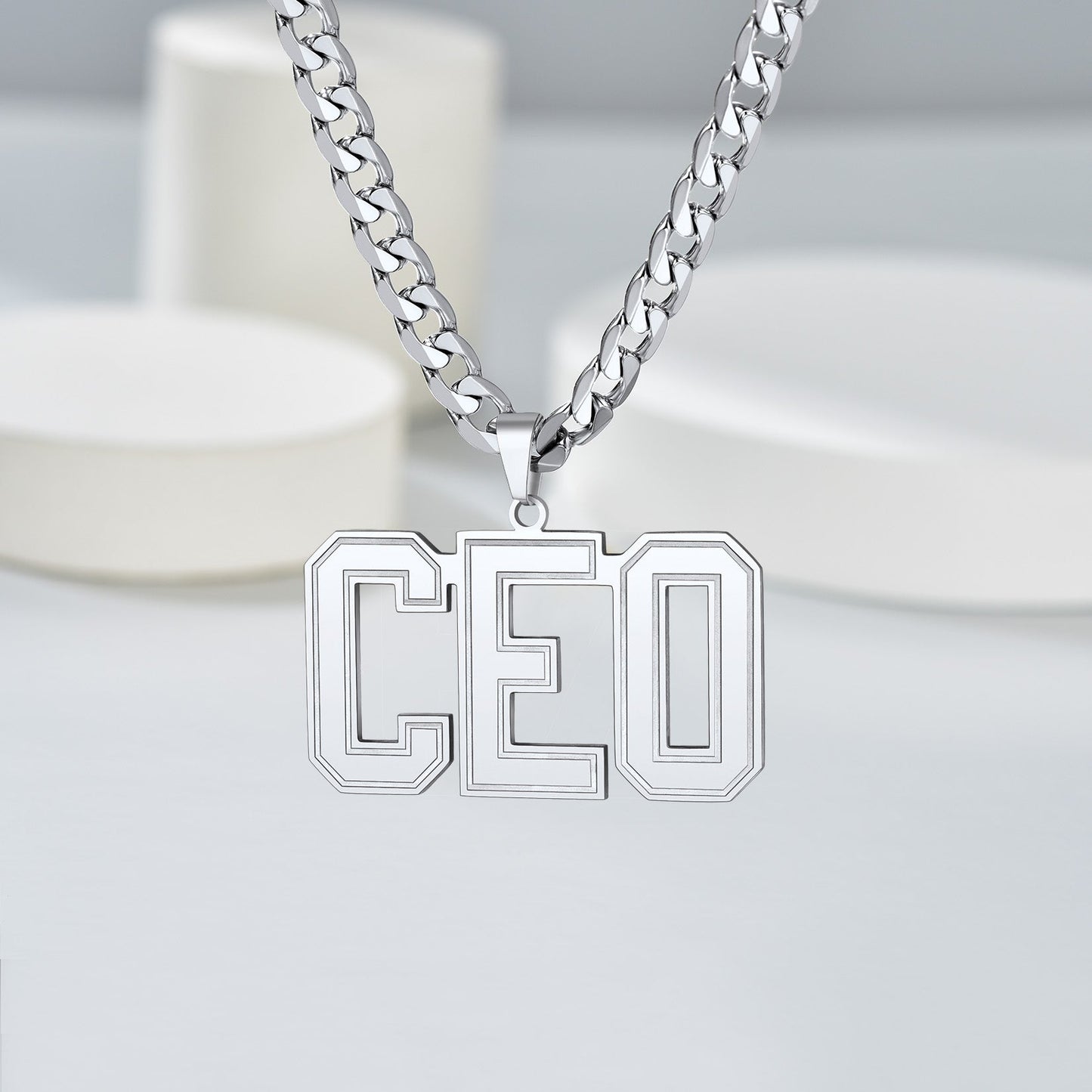 Custom Name Letter Cuban Link Chain Necklace for