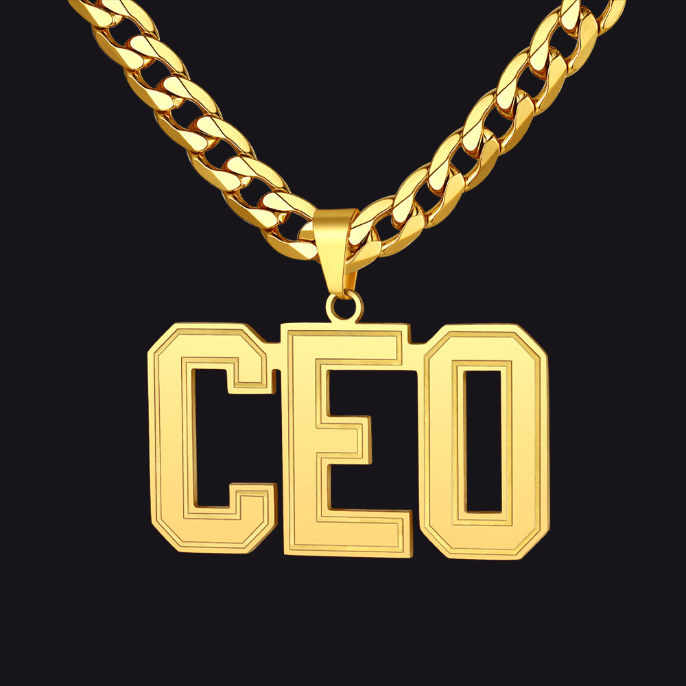 Custom Name Letter Cuban Link Chain Necklace for