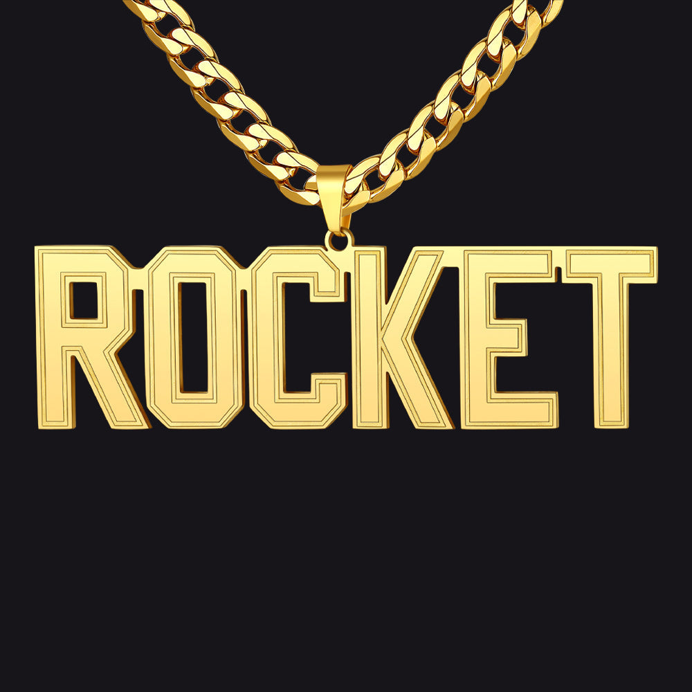 Custom Name Letter Cuban Link Chain Necklace for