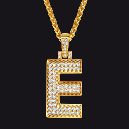 Gold Number Initial Chain Necklace With Cubic Zirconia for