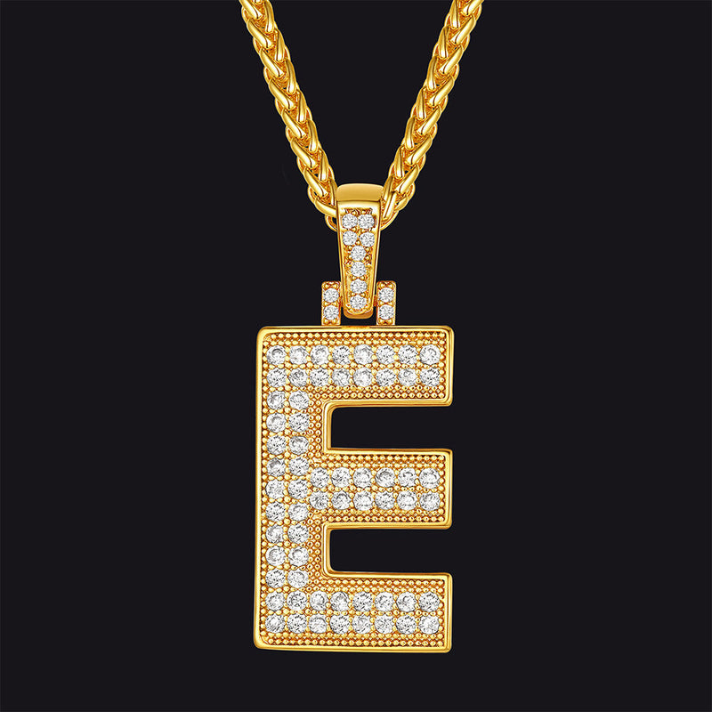 Gold Number Initial Chain Necklace With Cubic Zirconia for