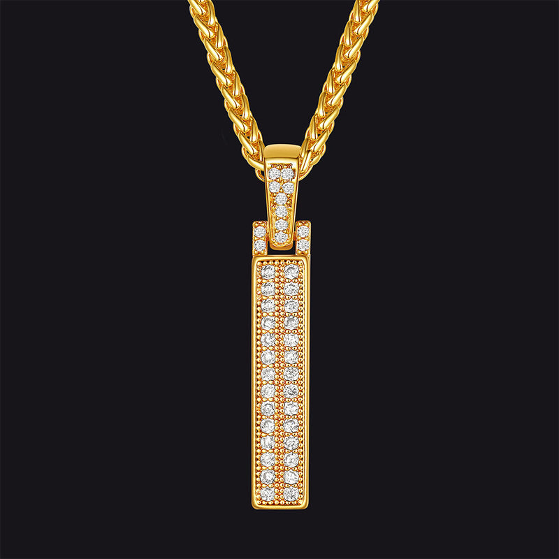 Gold Number Initial Chain Necklace With Cubic Zirconia for