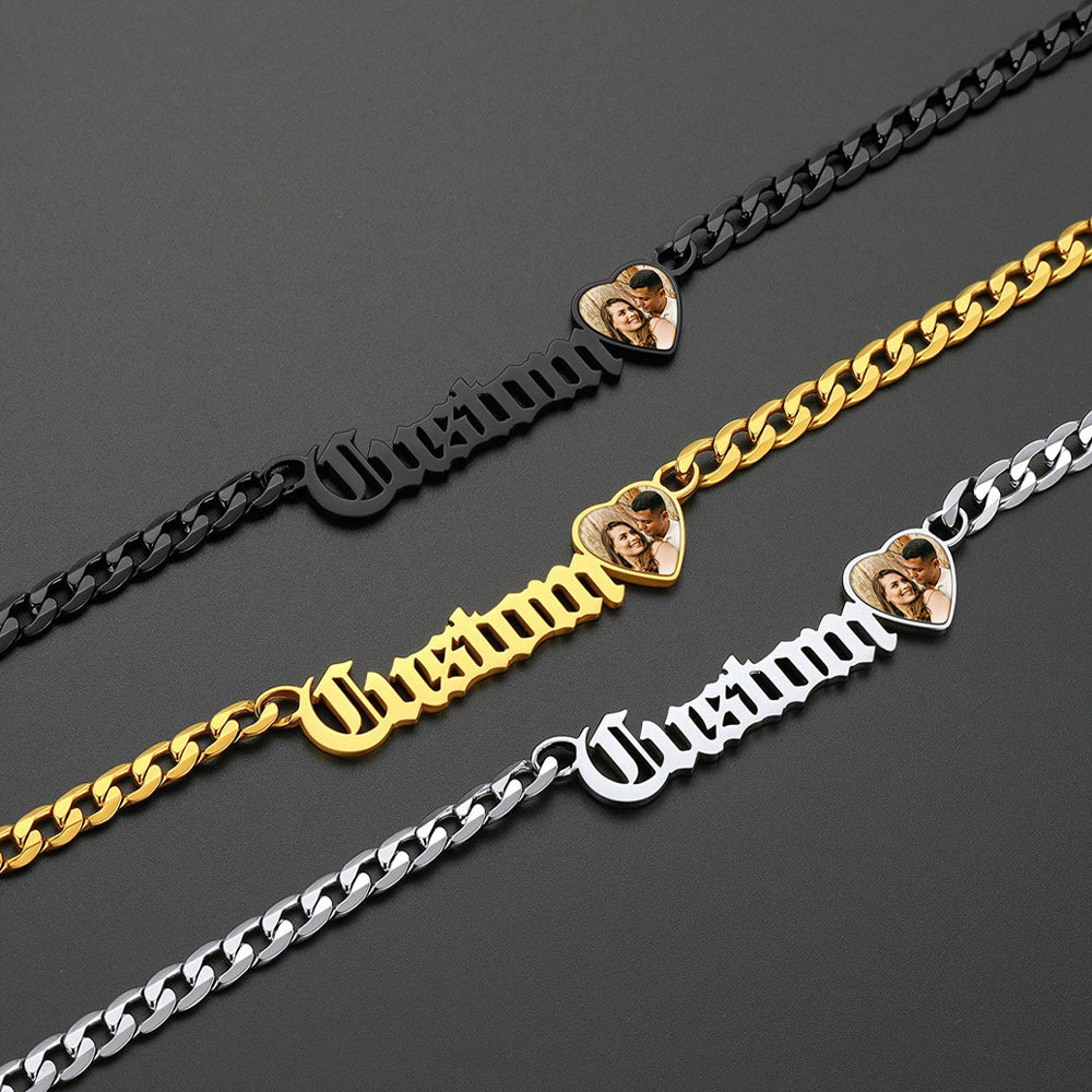 Customized Nameplate Cuban Chain Necklace With Picture Gift for
