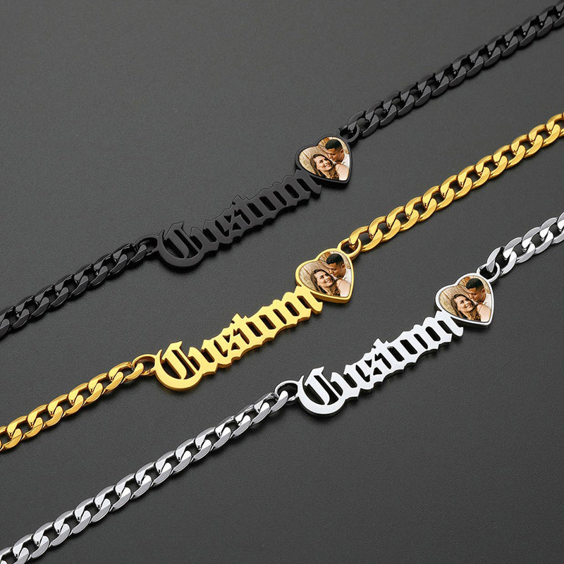 Customized Nameplate Cuban Chain Necklace With Picture Gift for