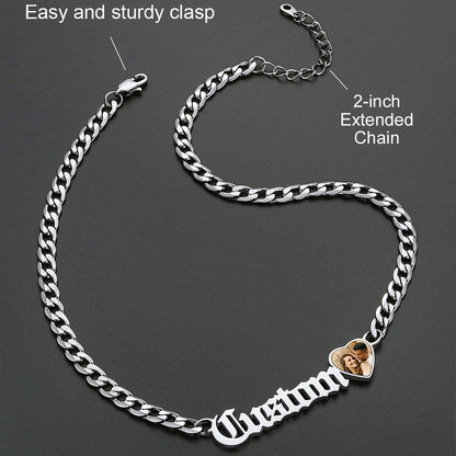 Customized Nameplate Cuban Chain Necklace With Picture Gift for