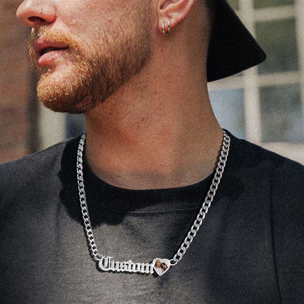 Customized Nameplate Cuban Chain Necklace With Picture Gift for