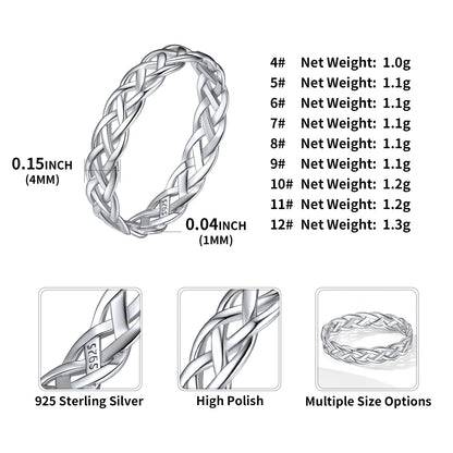 Sterling Silver Celtic Knot Wedding Band Ring for