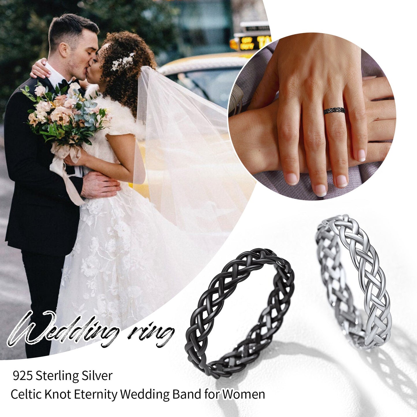 Sterling Silver Celtic Knot Wedding Band Ring for