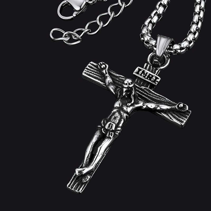 Catholic Crucifix Cross Necklace Jesus Pendant for