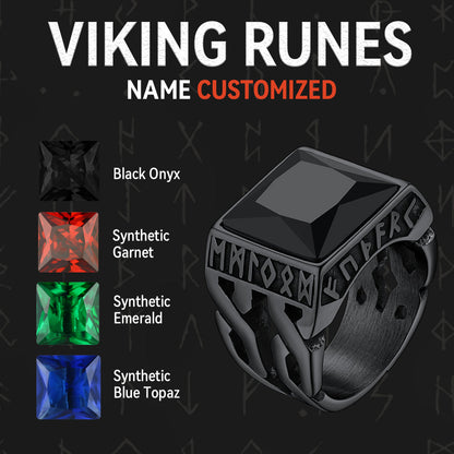 Custom Celtic Gemstone Ring With Runes for
