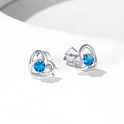 Sterling Silver Celtic Knot Birthstone Stud Earrings Birthday Gifts for
