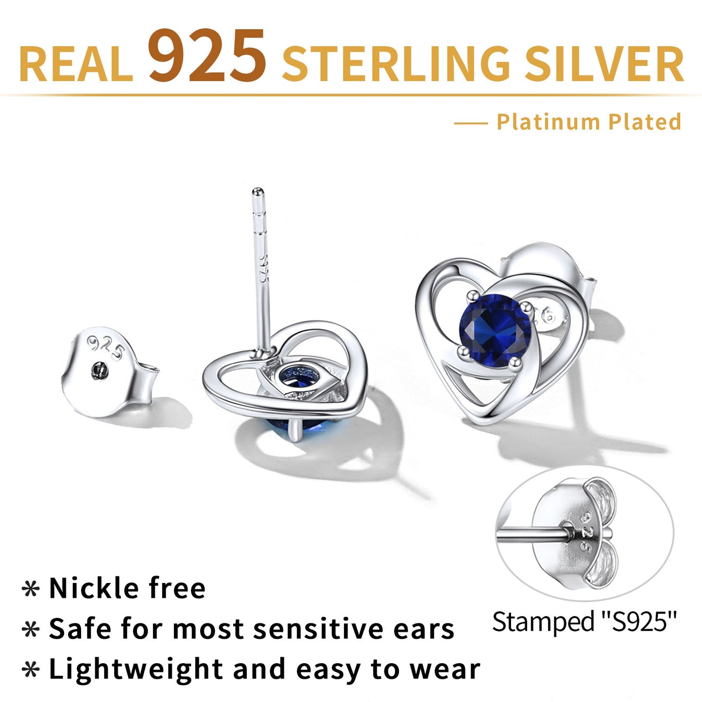 Sterling Silver Celtic Knot Birthstone Stud Earrings Birthday Gifts for