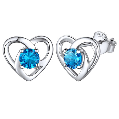 Sterling Silver Celtic Knot Birthstone Stud Earrings Birthday Gifts for