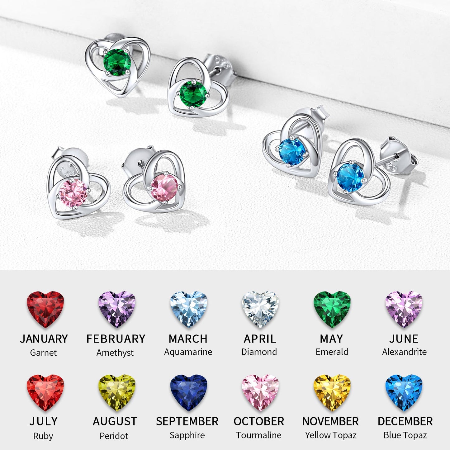 Sterling Silver Celtic Knot Birthstone Stud Earrings Birthday Gifts for