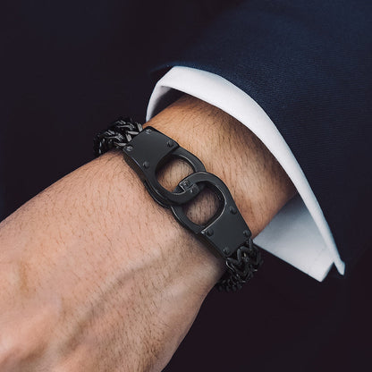 Handcuffs Chain Bracelet for With Celtic Knot in Stainless Steel