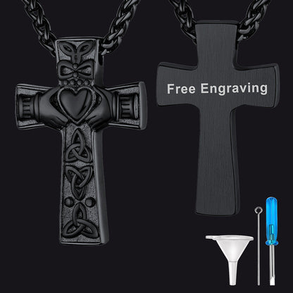 Custom Celtic Cross Urn Cremation Pendant Necklace for Ashes