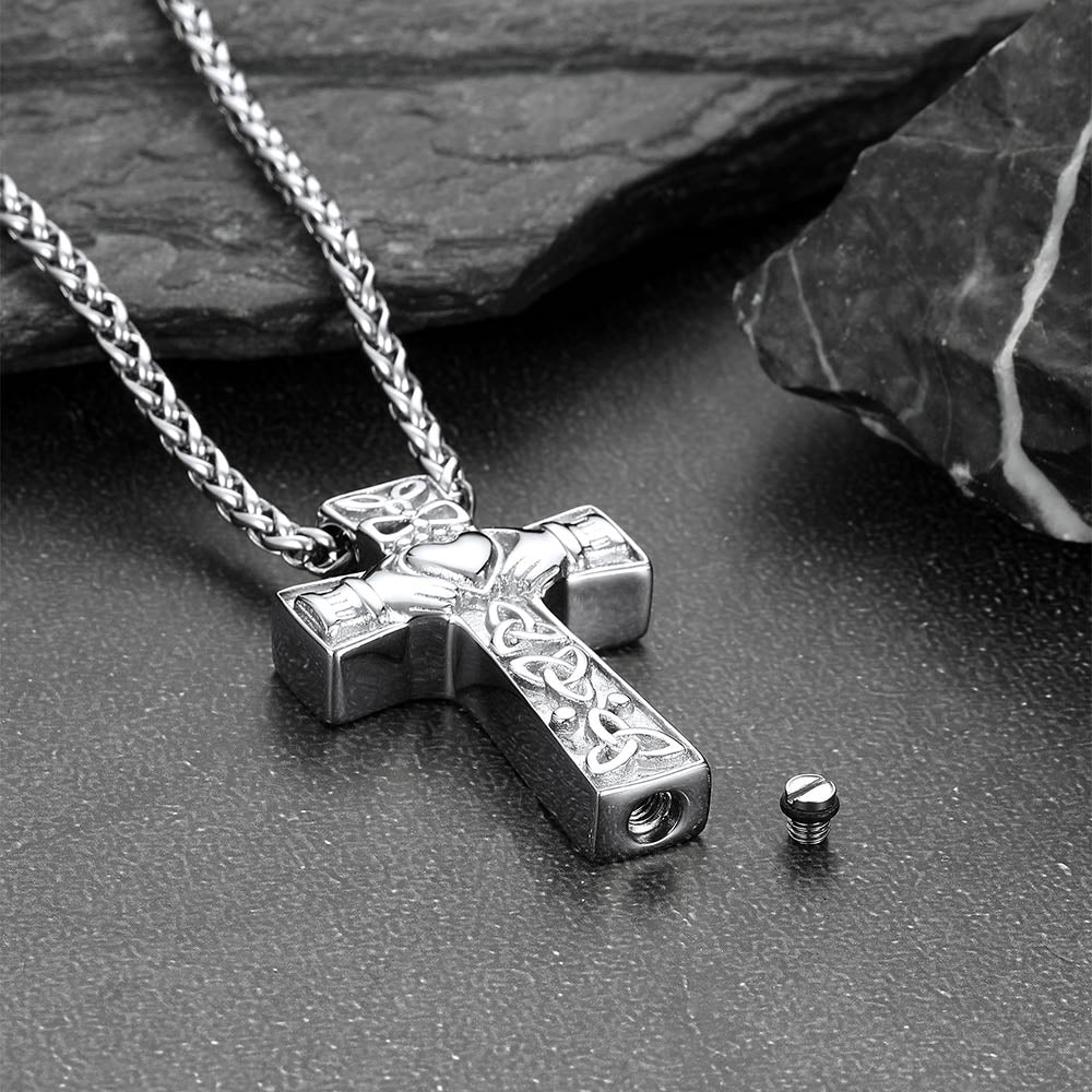 Custom Celtic Cross Urn Cremation Pendant Necklace for Ashes
