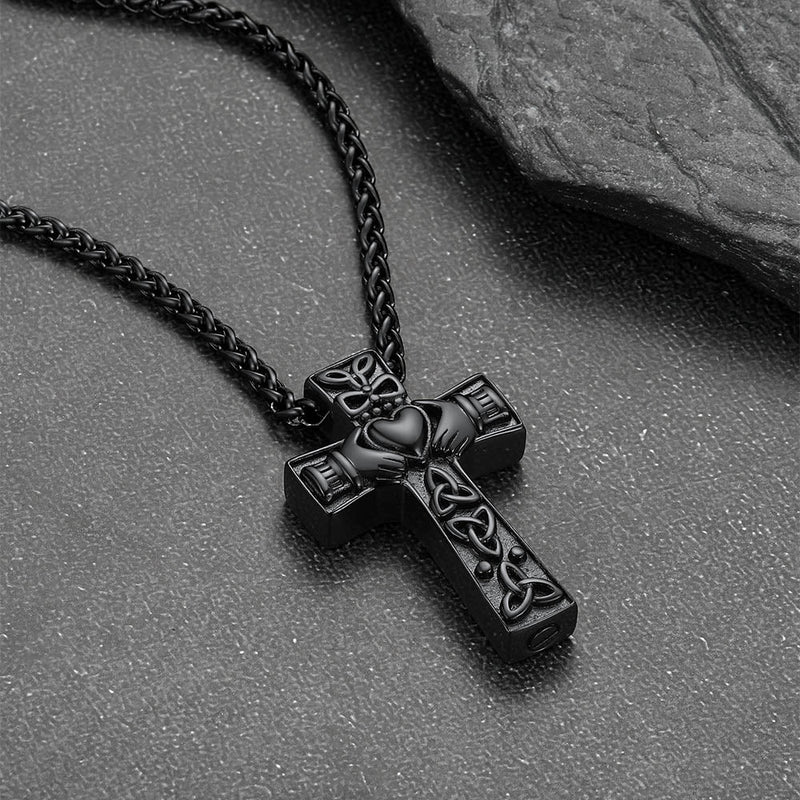 Custom Celtic Cross Urn Cremation Pendant Necklace for Ashes