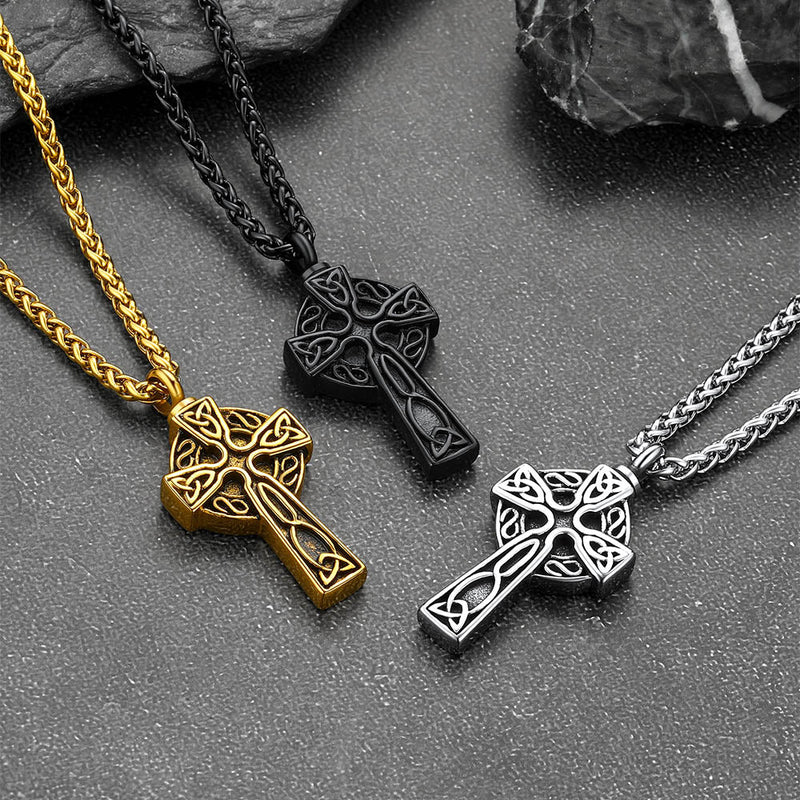 Custom Celtic Cross Urn Necklace for Ashes Cremation Jewelry