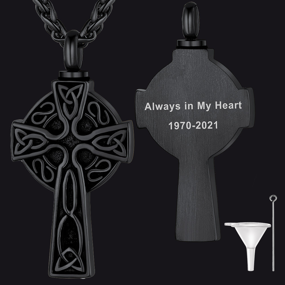 Custom Celtic Cross Urn Necklace for Ashes Cremation Jewelry