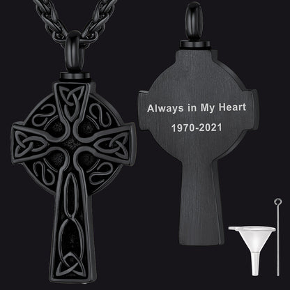 Custom Celtic Cross Urn Necklace for Ashes Cremation Jewelry