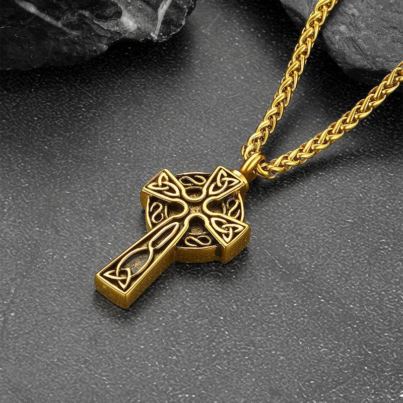 Custom Celtic Cross Urn Necklace for Ashes Cremation Jewelry
