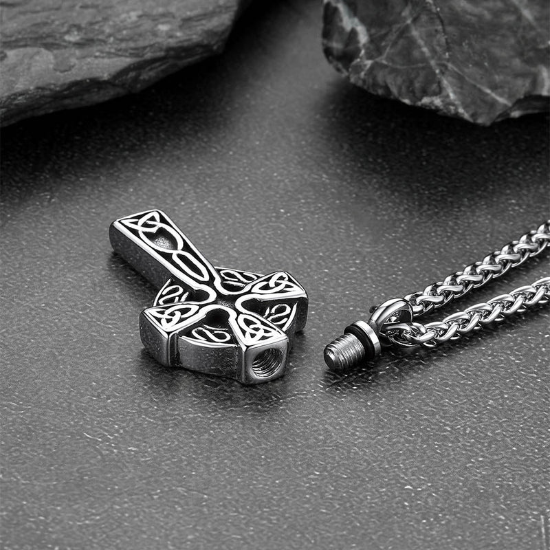 Custom Celtic Cross Urn Necklace for Ashes Cremation Jewelry