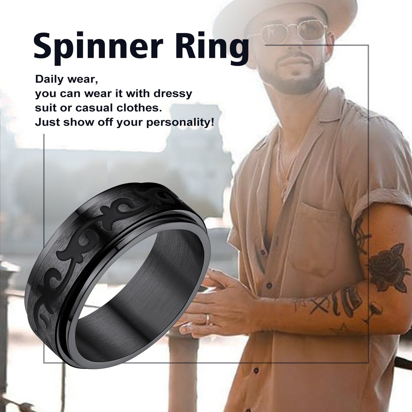 Celtic Knot Finger Spinner Band Ring for