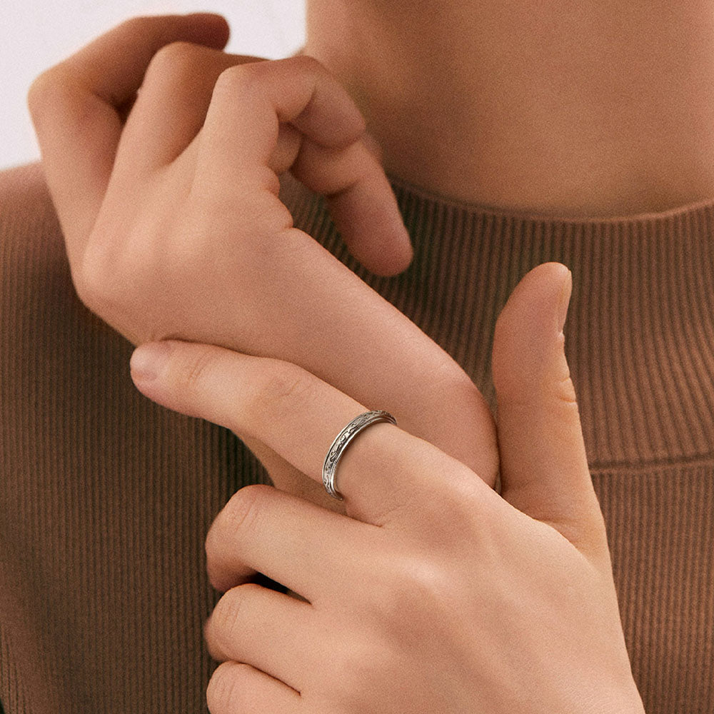 Sterling Silver Celtic Fidget Anxiety Band Ring for Couple