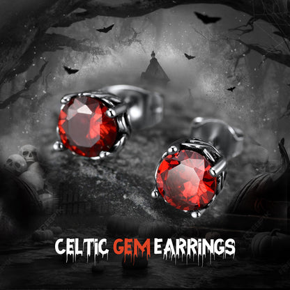 Celtic Ruby Stud Earrings for in Stainless Steel