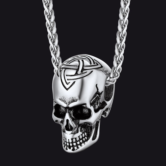 Gothic Celtic Skull Pendant Necklace for