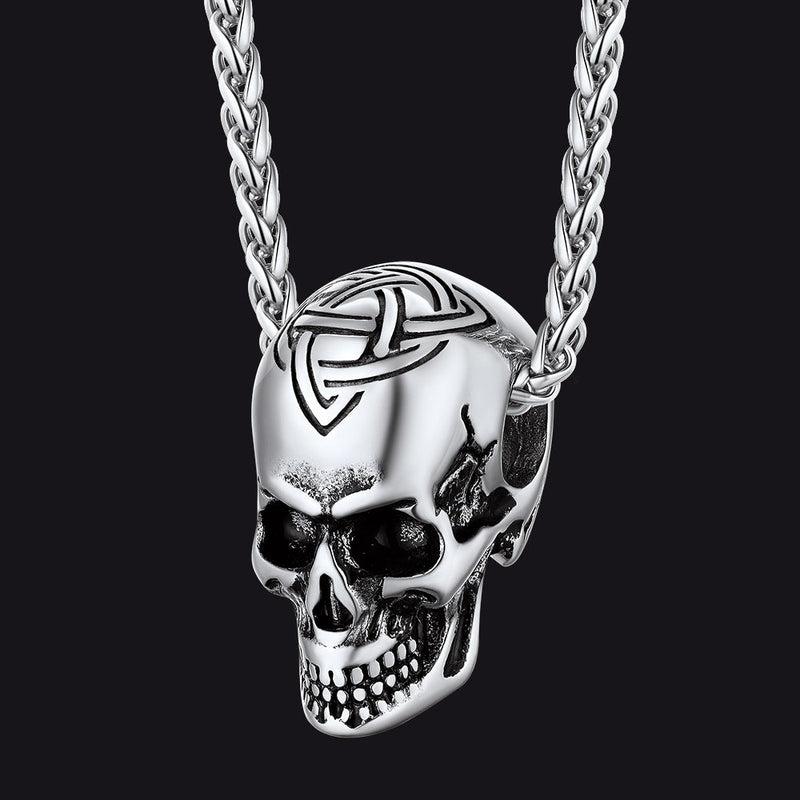 Gothic Celtic Skull Pendant Necklace for