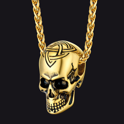 Gothic Celtic Skull Pendant Necklace for