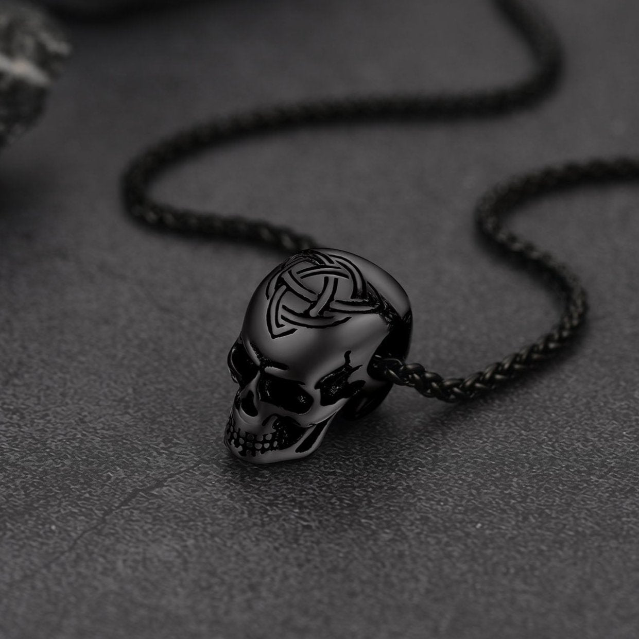 Gothic Celtic Skull Pendant Necklace for