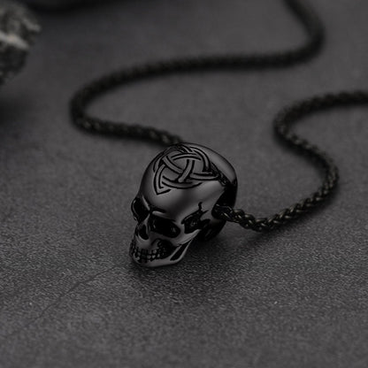 Gothic Celtic Skull Pendant Necklace for