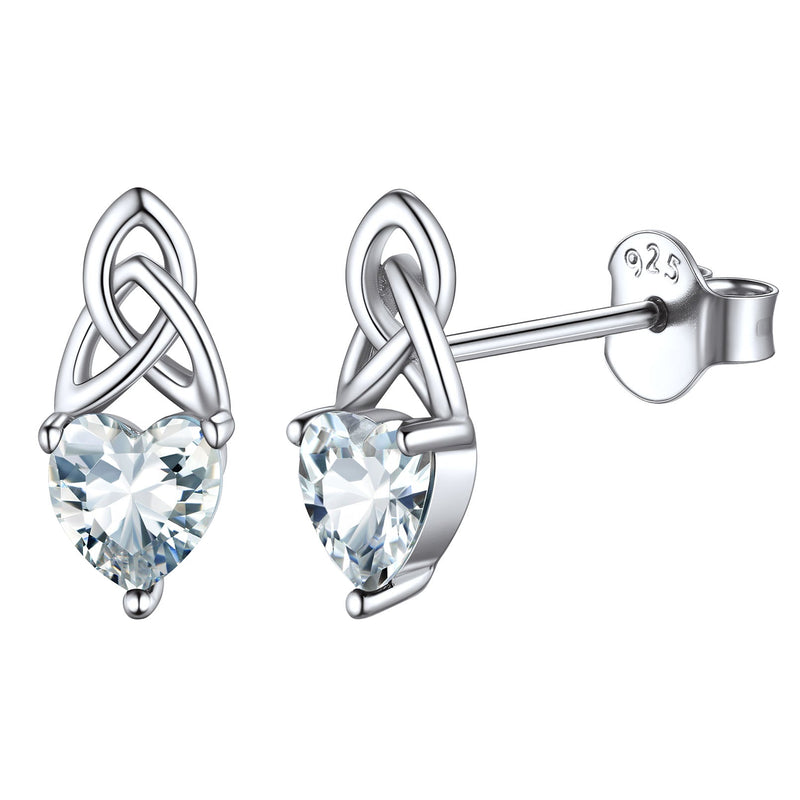 Sterling Silver Irish Celtic Knot Birthstone Stud Earrings for